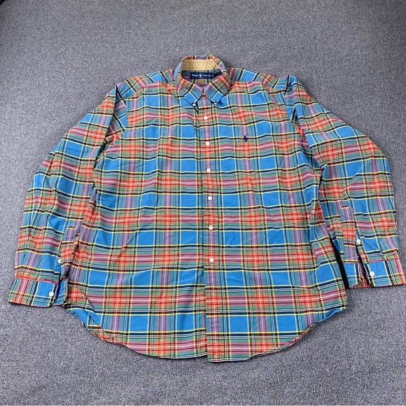Vintage Polo Ralph Lauren Flannel Plaid Button Down Long-Sleeves Men’s Size XL - Picture 1 of 8